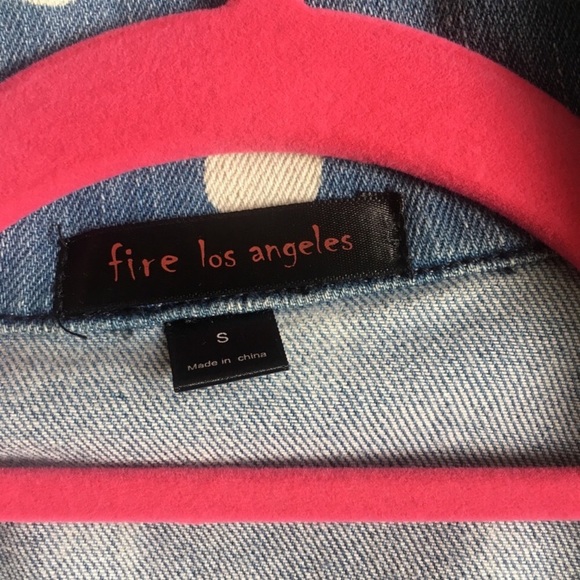 Fire Los Angeles Size Small Denim Jean Crop Jacket - Picture 6 of 8